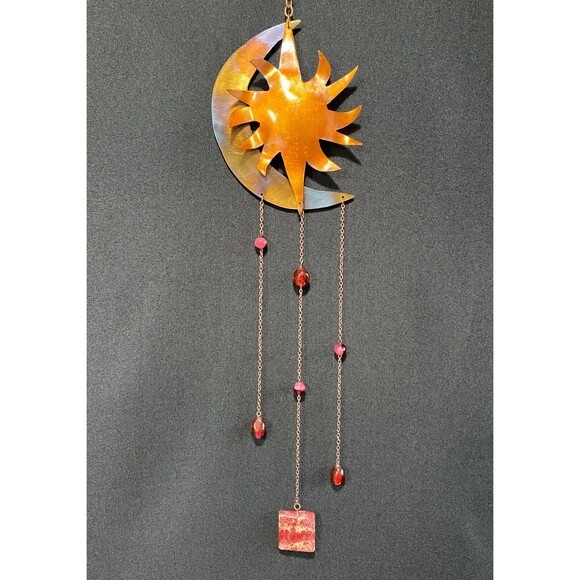 Stainless Steel Moon & Copper Sun Mobile by Succulent Metals Welded Artistry - Picture 1 of 5